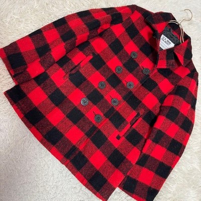 Schott 740N Buffalo Plaid Pea Coat Jacket Blouson Men Size 18 Red Genuine