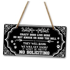 Dog Home Decor No Soliciting Sign for House Front Door Wall Decor Plastic