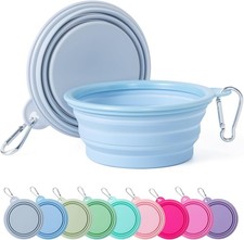 2Pack Macaron Color Pet Travel Bowls, Collapsible Dog Bowl Silicone