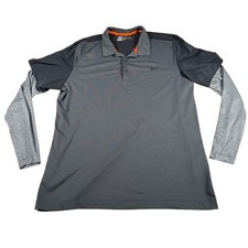 Nike Golf Sport Polo Mens Large Grey Black Dri-Fit Layered Long Sleeve READ