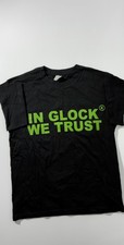 IN GLOCK WE TRUST Black T-Shirt Men  s Graphic Tee Glock Pistol 2A - GREEN Large