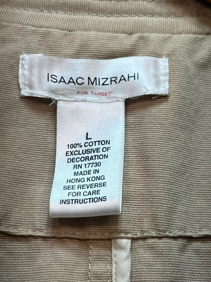 Chaqueta Blazer Isaac Mizrahi Para Mujer Dos Botones Manga Larga Talla L Beige Bolsillos Foto 3 de 4