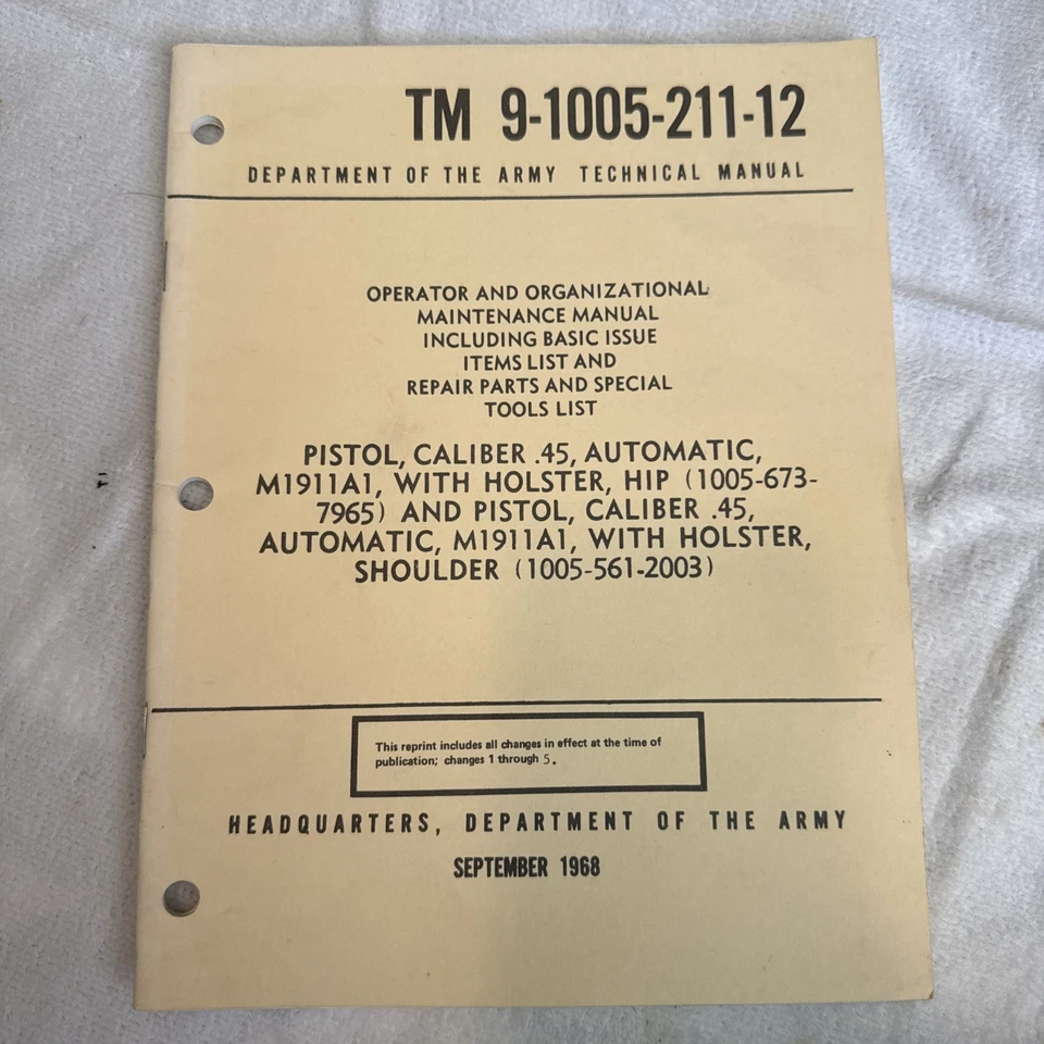 Artículos de operador y manuales de reparación para rifle .30 IS M1, pistola .45 vintage años 60 Foto 2 de 4
