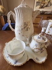 Theodore Haviland Limoges France Floral Tea Pot, Cup  Saucer Set Gold Trim.