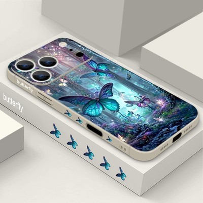 Schmetterling Hülle für iPhone 17 16 Pro Max 15 14 13 Silikon Handy Schutz Case