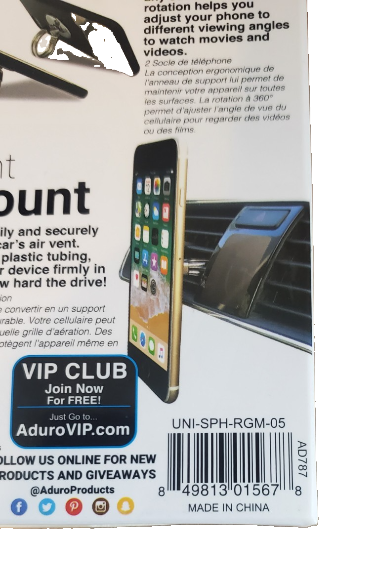 Aduro u-grip Ventring Phone Ring Stand Vent Mount UNI-SPH-RGM-05 New | eBay