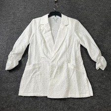 JOSEPH RIBKOFF Open Front Jacquard Boxy Blazer Women's Size 12 White