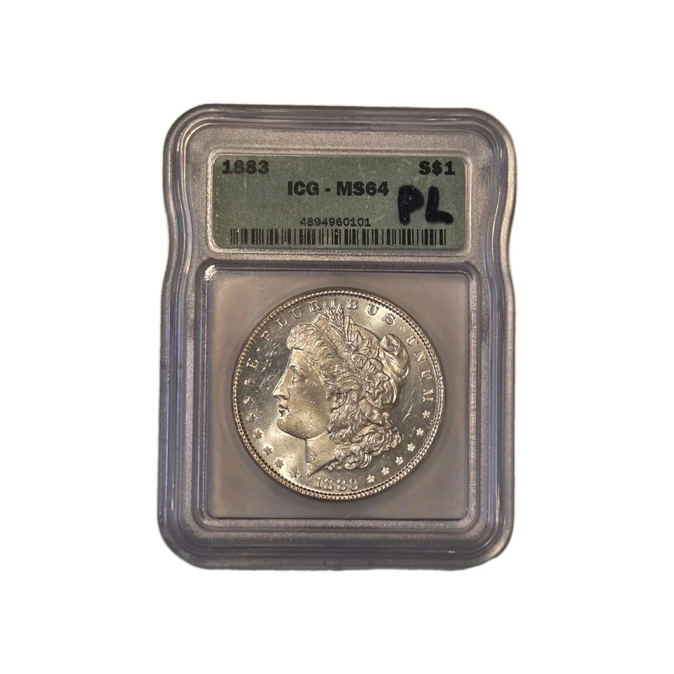 1883 Morgan Silver Dollar $1 ICG MS64 PL Prooflike – 90% Silver – Scarce  - Image 4 of 4