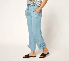 LOGO by Lori Goldstein Women's Plus Sz Pants 3X Regular Ruched Blue A692550