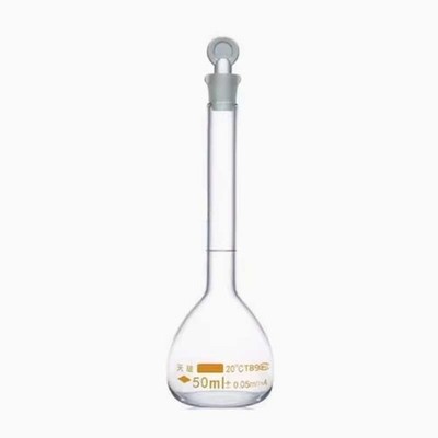 Transparent 50ml Glass Volumetric Flask w/ Stopper Chemistry Laboratory Supply