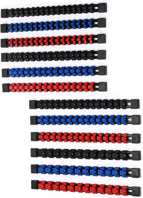 12PC ABS Socket Organizer, Premium Quality Socket Holders,1/4-Inch X 48 Clips, 3
