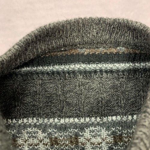 Vintage abstract knitted jumper Patterned Grandad knit sweater Men's L - 第 4/5 張圖片