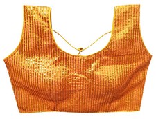 India Women Padded Blouse Readymade Sleeveless Crop Top Sequin Work Sari Choli