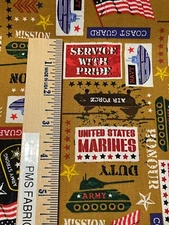 United States Military Branches 100% med cotton fabric by the yard #01 Marines