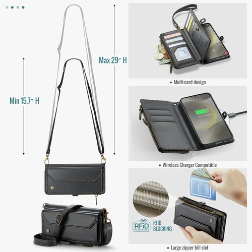For Samsung A16 A36 A56 A15 A55 A14 Leather Magnetic Zip Card Wallet Case Cover - Picture 20 of 41