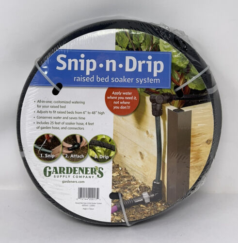 Gardeners Supply tuyau Snip-n-Drip système de trempette de lit surélevé connecteurs 25 pieds (NEUF) - Photo 1 sur 4