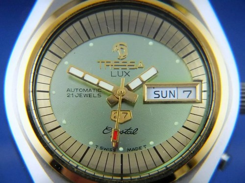 Tressa Lux Crystal Automatic Watch Vintage Retro Swiss 1970s NOS Cal AS 5206 - Picture 4 of 12