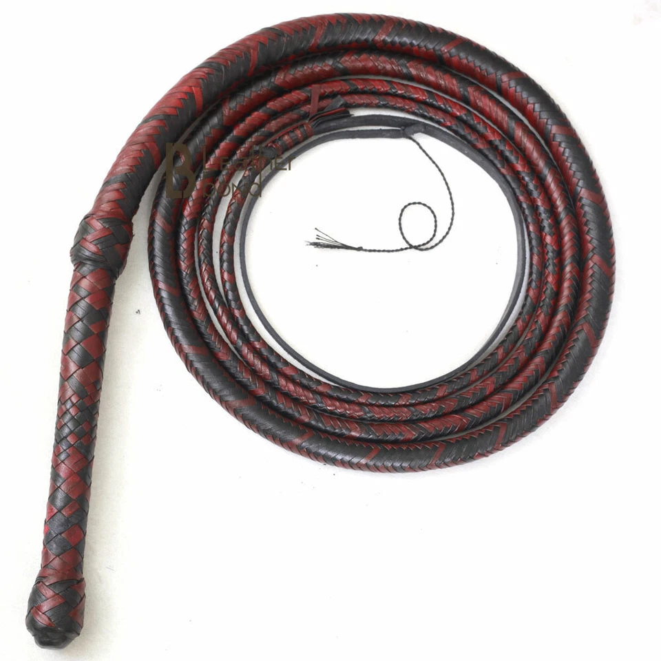 LB'S WHIP Kangaroo Hide Leather 06 to 16 Foot 16 Plaits Bull Whip Indiana Jones Bullwhip