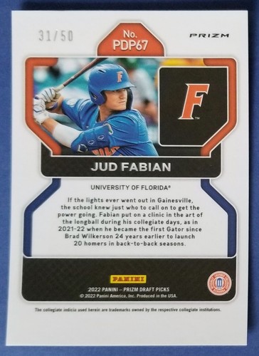 2022 Panini Prizm Draft Picks Jud Fabian NEON ORANGE Base 31/50 #PDP67 - Picture 2 of 2