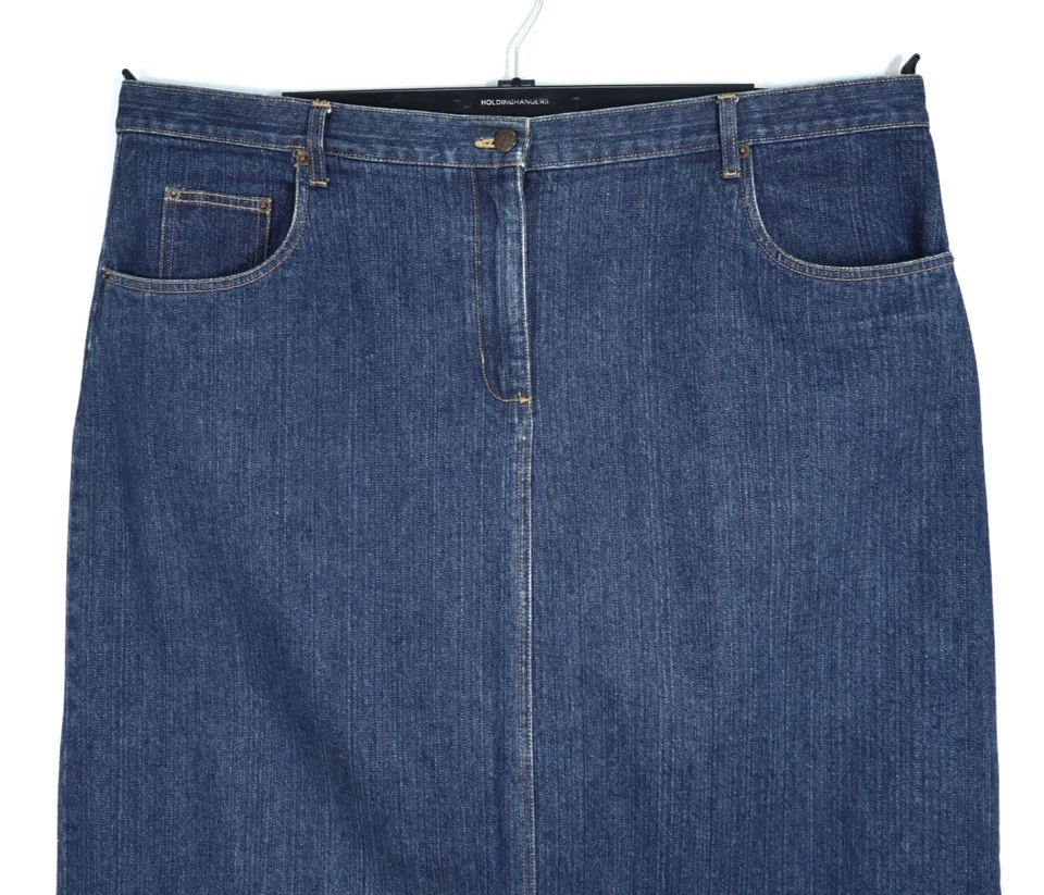 BILL BLASS Mujer 100% Algodón Denim Larga Lápiz Falda Bolsillo Jean Azul Talla 22W Foto 3 de 4