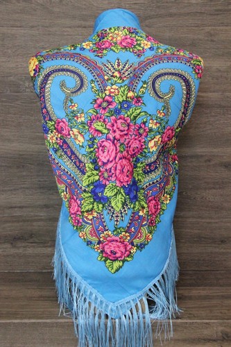 Russian Shawl Scarf Slavic Ethnic Folk Babushka Floral Scarf Modern Chic Boho - Picture 12 of 35