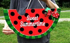 18" Sweet Summertime WATERMELON SIGN Deck Pool Patio Backyard Wall Door Plaque