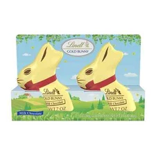 Lindt GOLD BUNNY 2-PACK Milk Chocolate 7 OZ Foil Wrapped w/Red Ribbon Germany!🐇