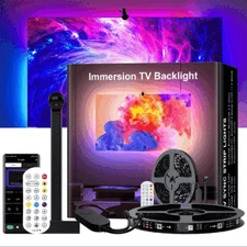 Smart TV LED Backlight RGBIC Strip Lights Camera Music Sync Remote for 55-60" TV