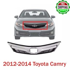 New Grille Front For 2012-2014 Toyota Camry Chrome Black Shell Insert Plastic
