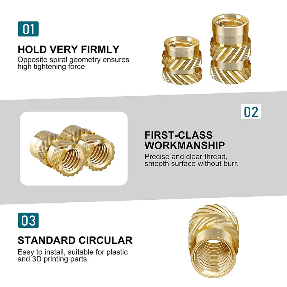 350-tlg Einpressmutter M2 M2.5 M3 M4 M5 M6 Rändelmutter Gewindeeinsatz 3D Druck - Bild 3 von 4