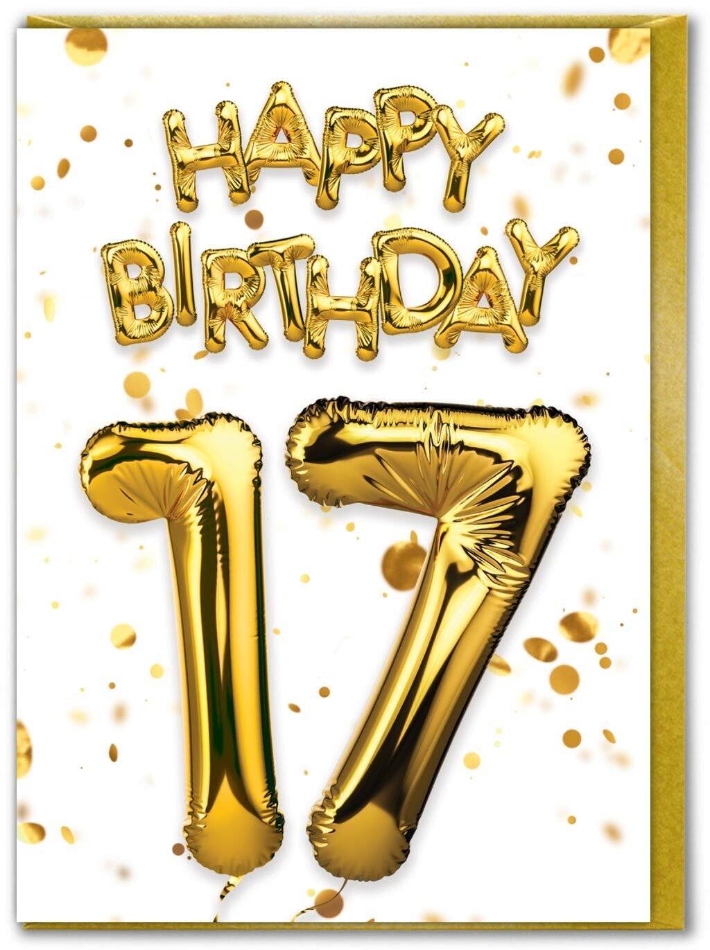 Brainbox Candy 17th Birthday Age Card Gold Foil Helium Seventeenth Balloon
