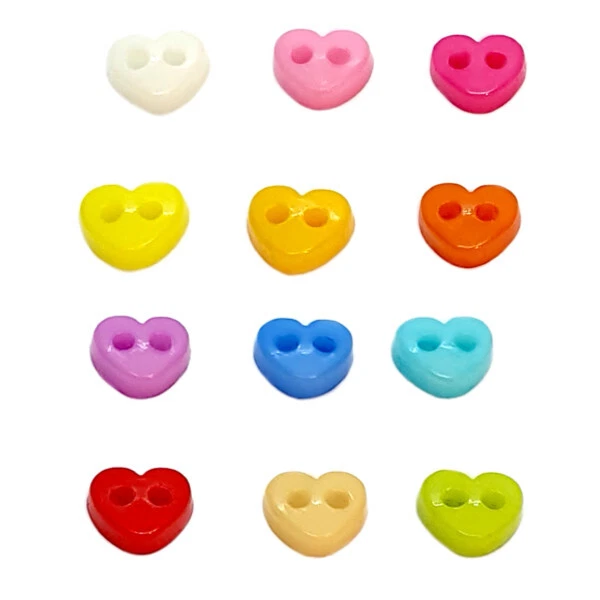 50 Mini-Herz-Knöpfe 6mm in verschiedenen Farben Kunststoff - Bild 4 von 4