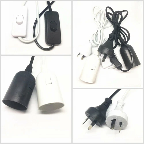 1-5Pc E27 Cable Cord Plug Pendant Lamp Light Bulb Holder Socket Base With Switch
