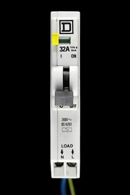 SQUARE D 32 AMP CURVE B 10kA 30mA RCBO TYP A QOE