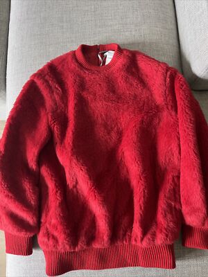 New With Tag Max Mara Women s Carmine Cashmere Teddy Sweater Red Size 38 (4)
