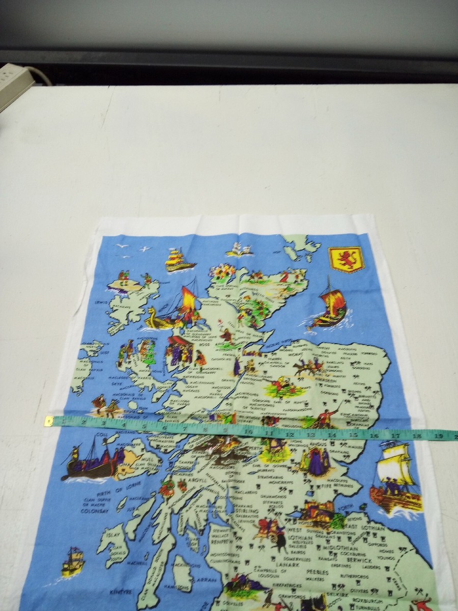 Vintage Lamont 419 CLANS OF SCOTLAND Cotton Map 31”x19” Rare