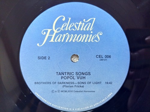 LP 33T POPOL VUH "Tantric Songs" CELESTIAL HARMONIES CEL 006 USA 1981 VG++ - - Picture 3 of 4