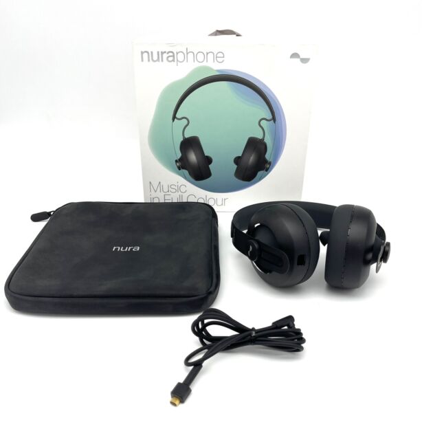 nura Nuraphone 100B Wireless Headphones With Charging Cord Case 