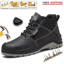 Men's Extra Wide Work Safety Shoes Steel Toe Sneakers Non-slip Anti-Punctur Boot