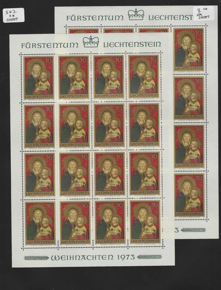 MNH Gran Lote de Hojas Completas RARAS Liechtenstein Años 70 - Valor de Catálogo $300 CAD Foto 3 de 4