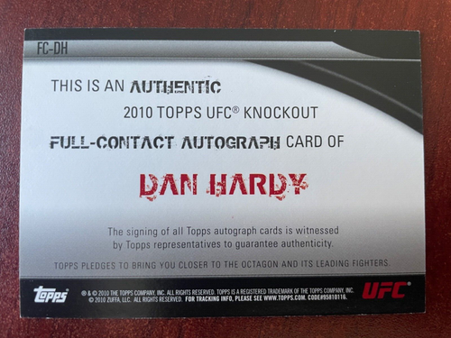 2010 TOPPS UFC KNOCKOUT CERTIFIED AUTOGRAPH - DAN HARDY /99 - #FC-DH - Picture 2 of 2