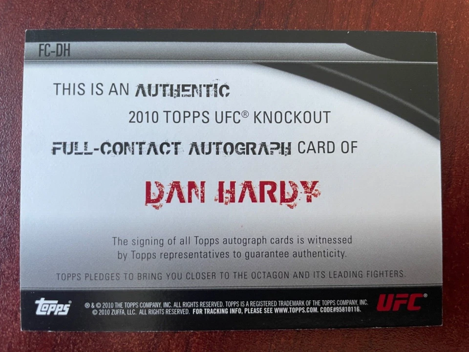 2010 TOPPS UFC KNOCKOUT CERTIFIED AUTOGRAPH - DAN HARDY /99 - #FC-DH - Image 2 of 2