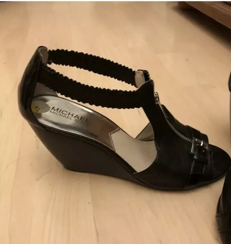 Zapatos de salón Michael kors MK negros con cremallera charol Shoes 40,5 9 1/2