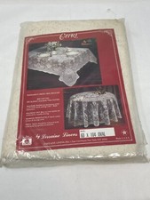 NEW LORRAINE LINENS CAPRI 80% COTTON OVAL 60x104 TABLECLOTH MADE IN USA VINTAGE