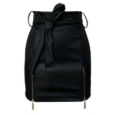 Faux Leather Zipper Detail Mini Skirt Size M