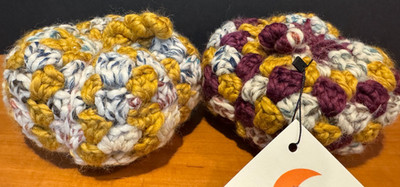 2 Lot - Crocheted Amigurumi Pumpkin 6'' Plush Toy Stuffy Thanksgiving Halloween