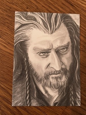 The HOBBIT LOTR  1/1 PSC Thorin by RAC Rachel Harper ORIGINAL Sketch Card