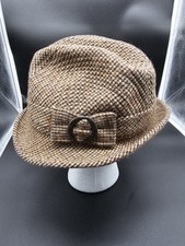 Vintage Wool Tweed Fedora Hat Grey Mens