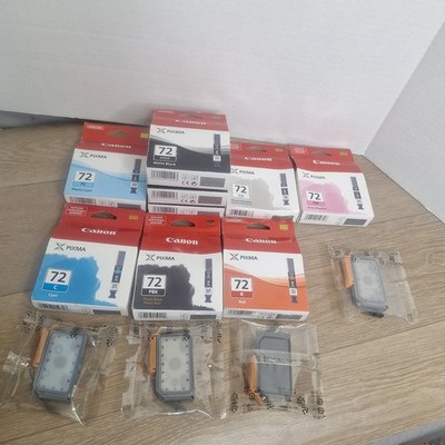 LOT OF 13 GENUINE  CANON PGI-72 INK TANKS PIXMA PRO-10 PRINTER INK 