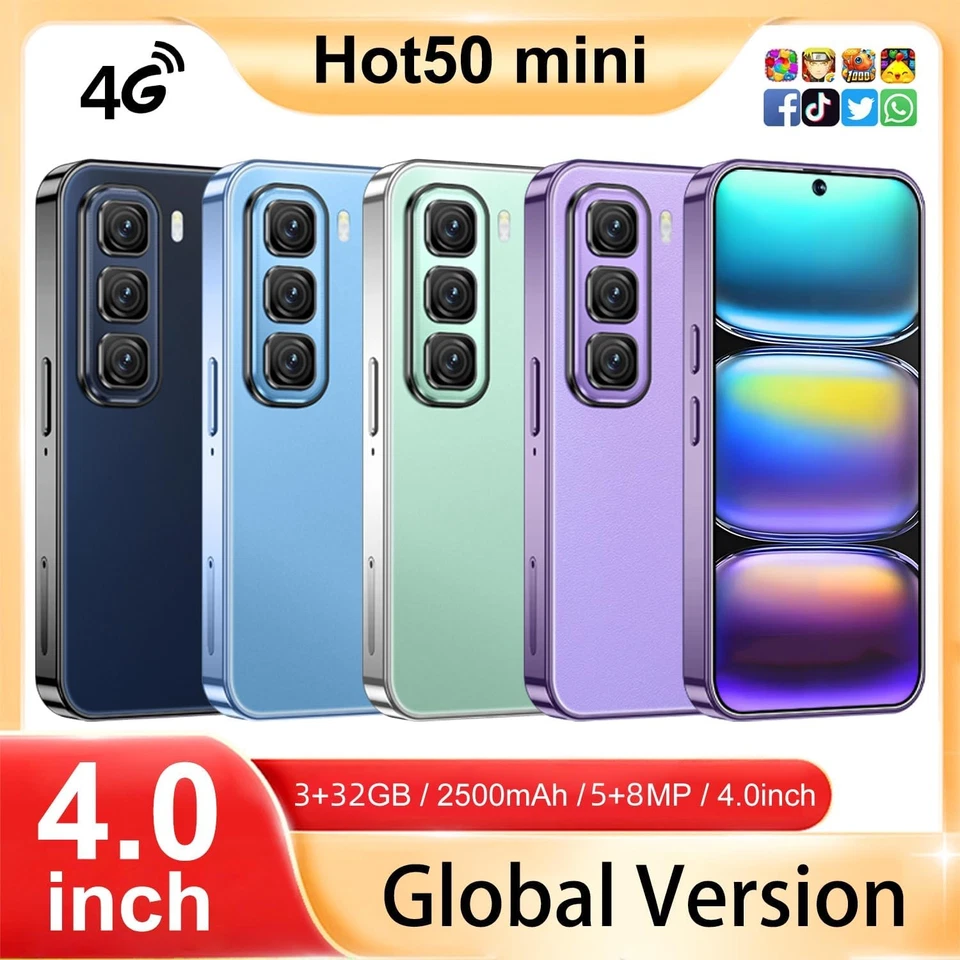 4G Mini Smartphone Sbloccato Con Display HD Da 4,0 Pollici, 3 GB RAM+32 GB ROM,  - Immagine 2 di 4